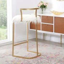 Abbyson Living Brittney Faux Fur Bar Stool, Gold -CHAMPRO shop 28b183850f9b1657 4189 w800 h800 b0 p0