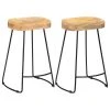 Vida XL International B.V. VidaXL 2x Solid Mango Wood Gavin Bar Stools Dining Chairs Set Bistro Furniture