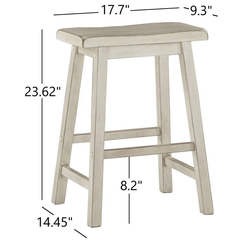 Inspire Q Kolton Saddle Stool, Set Of 2, Antique White, 24" Counter 5 Inspire Q Kolton Saddle Stool, Set Of 2, Antique White, 24" Counter - Image 5