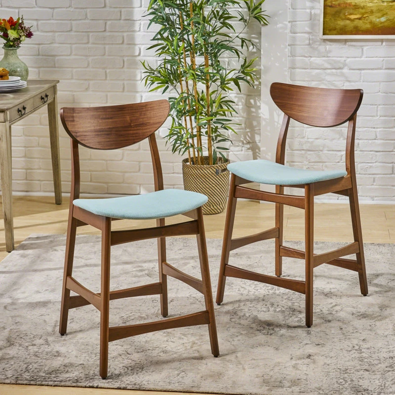 GDFStudio GDF Studio Molle Mid-Century Design Counter Stools, Mint/Walnut, Set Of 2 1 GDFStudio GDF Studio Molle Mid-Century Design Counter Stools, Mint/Walnut, Set Of 2