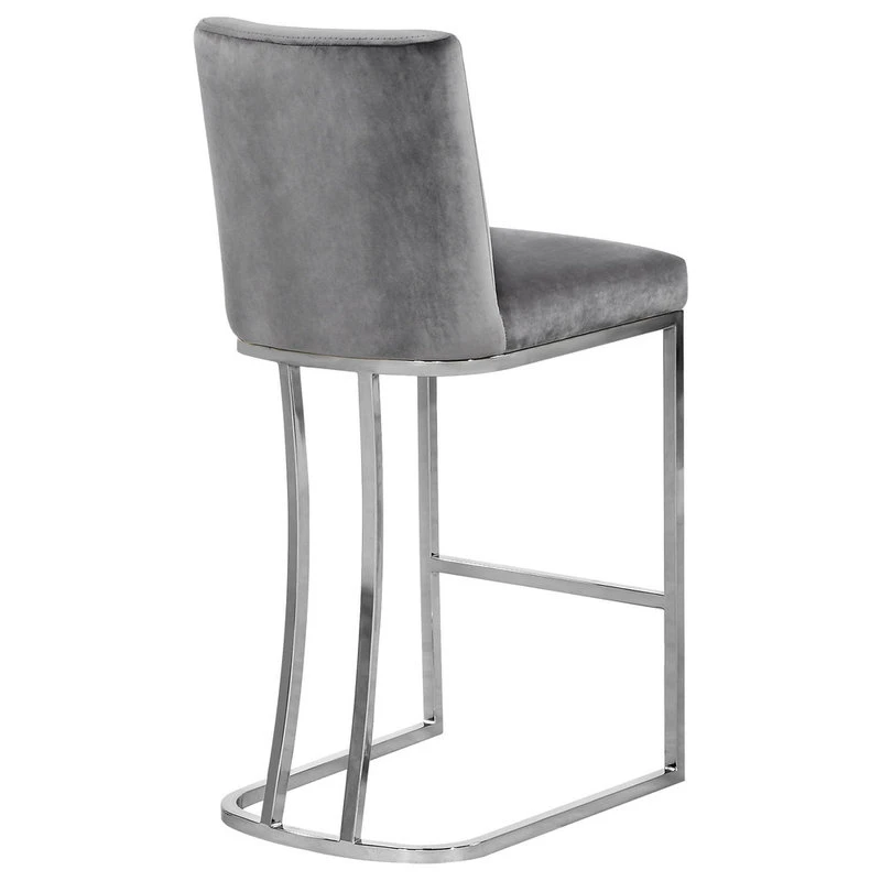 Meridian Furniture Heidi Velvet Stool, Gray 3 Meridian Furniture Heidi Velvet Stool, Gray - Image 3