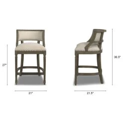 Jennifer Taylor Home Paris Stool With Backrest, Light Beige Linen, 26" Counter Height -CHAMPRO shop 2db10cc40138efd1 6214 w800 h800 b1 p0
