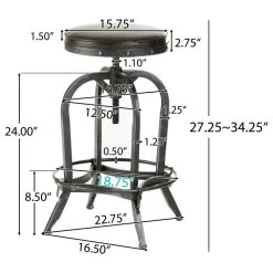 GDFStudio GDF Studio Brixton Adjustable Swivel Iron Bar Stool, Brown Leather -CHAMPRO shop 2e2161cb037d7e3c 1401 w800 h800 b1 p0