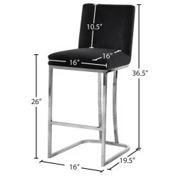 Meridian Furniture Heidi Velvet Stool, Black -CHAMPRO shop 2e31706a02741486 4998 w800 h800 b1 p0