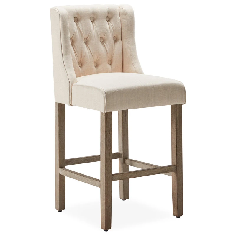 BELLEZE 40" Tufted Wingback Fabric Upholstered Barstool Dining Chair Set Of 2,N 2 BELLEZE 40" Tufted Wingback Fabric Upholstered Barstool Dining Chair Set Of 2,N - Image 2