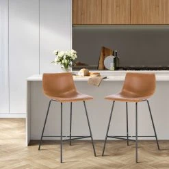 Poly & Bark Poly And Bark Paxton 29" Bar Stool, Set Of 2, Tan -CHAMPRO shop 2f711b340db9f7ba 8943 w800 h800 b0 p0