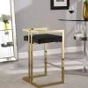 Meridian Furniture Ezra Counter Stool, Set Of 2, Black Velvet, Gold Base