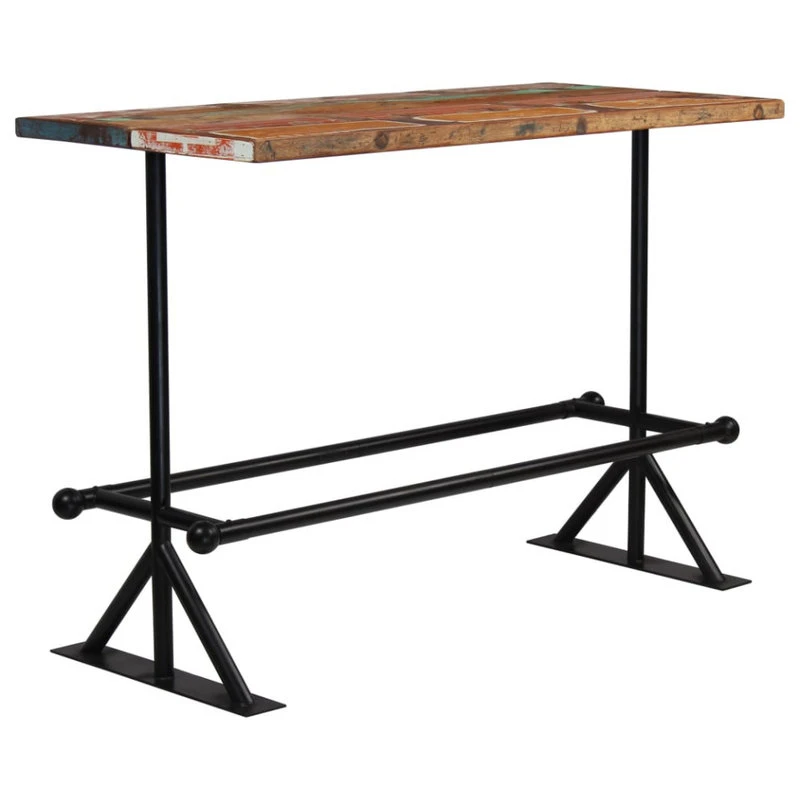 Vida XL International B.V. VidaXL Bar Table Solid Reclaimed Wood Multicolor Kitchen Dining Room Table 6 Vida XL International B.V. VidaXL Bar Table Solid Reclaimed Wood Multicolor Kitchen Dining Room Table - Image 6