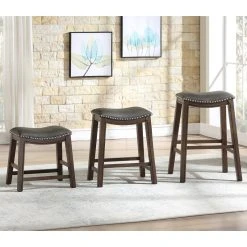 Lexicon Home Yannis 18" Height Saddle Stool, Gray