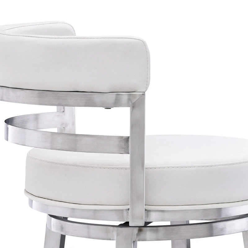 Armen Living Madrid Swivel Stool, White, 26" 5 Armen Living Madrid Swivel Stool, White, 26" - Image 5