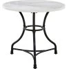 Steve Silver Claire Round Cafe Table - White Marble Top, Black Metal Base