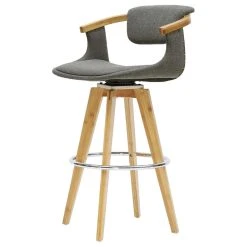 New Pacific Direct Inc. Darwin Fabric Bamboo Bar Stool, Stokes Gray