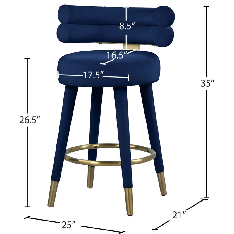 Meridian Furniture Fitzroy Velvet Upholstered Counter Height Stool, Set Of 2 9 Meridian Furniture Fitzroy Velvet Upholstered Counter Height Stool, Set Of 2 - Image 9