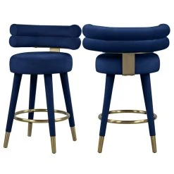 Meridian Furniture Fitzroy Velvet Upholstered Counter Height Stool, Set Of 2