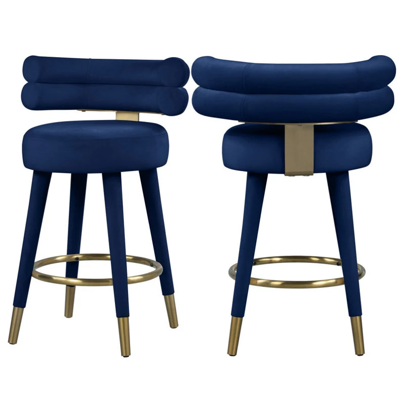 Meridian Furniture Fitzroy Velvet Upholstered Counter Height Stool, Set Of 2 1 Meridian Furniture Fitzroy Velvet Upholstered Counter Height Stool, Set Of 2