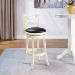 Boraam Industries, Inc. Boraam Florence Rubberwood Stool With Distressed White Finish 43729