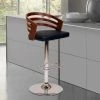 Armen Living Adele Black Faux Leather And Walnut Wood Bar Stool LCADSWBABLWA