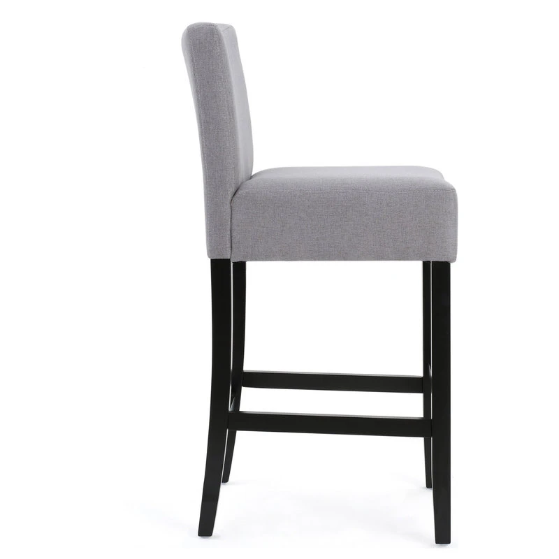 GDFStudio GDF Studio Ester Modern Fabric Barstool, Set Of 2, Light Gray 3 GDFStudio GDF Studio Ester Modern Fabric Barstool, Set Of 2, Light Gray - Image 3