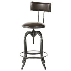 GDFStudio GDF Studio Samthorn Modern Industrial Upholstered Adjustable Height Swivel Barst