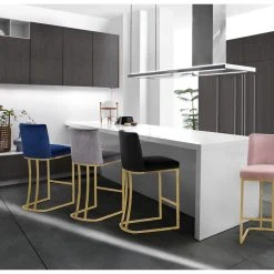 Meridian Furniture Heidi Velvet Counter Stool, Gray -CHAMPRO shop 3761be7902741473 4878 w800 h800 b0 p0