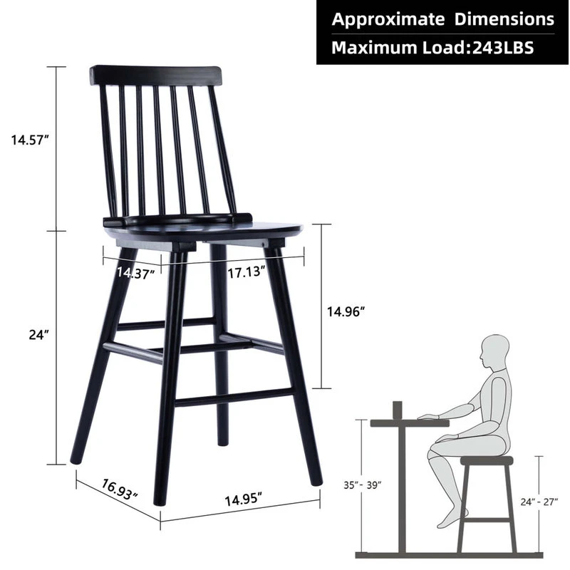 Duhome Elegant Lifestyle Set Of 2 Spindle Wood Counter Stools 8 Duhome Elegant Lifestyle Set Of 2 Spindle Wood Counter Stools - Image 8