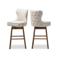 Baxton Studio Gradisca Brown Wood And Tufted Swivel Barstool, Set Of 2, Light Beige -CHAMPRO shop 37e1c14b0b47e3d4 9664 w800 h800 b1 p0