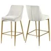 Meridian Furniture Karina Velvet Stool, Set Of 2, Cream, Gold Base