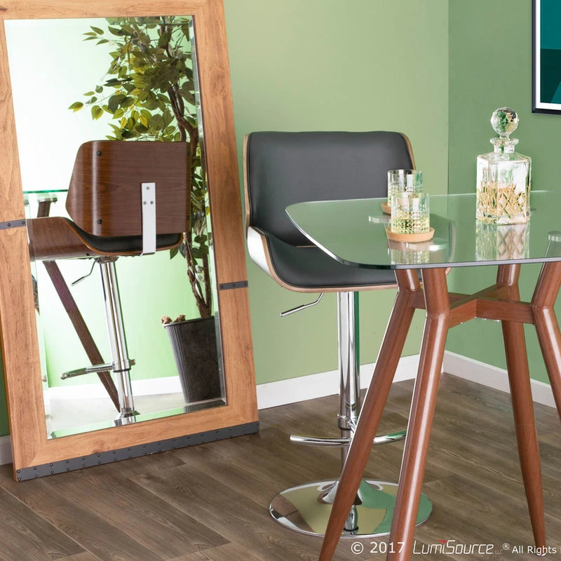 Lumisource Clara Counter Table, Walnut Metal And Clear Glass 4 Lumisource Clara Counter Table, Walnut Metal And Clear Glass - Image 4