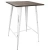 LumiSource Oregon Pub Table With Vintage White Frame And Espresso Wood