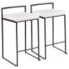 LumiSource Fuji Counter Stool Set Of 2, White, Black Frame