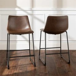 Walker Edison 34.5" Faux Leather Counter Stools In Brown (Set Of 2) -CHAMPRO shop 3901d1bc03b7b6de 4916 w800 h800 b0 p0