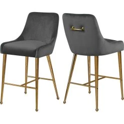 Meridian Furniture Owen Velvet Stool, Set Of 2, Gray