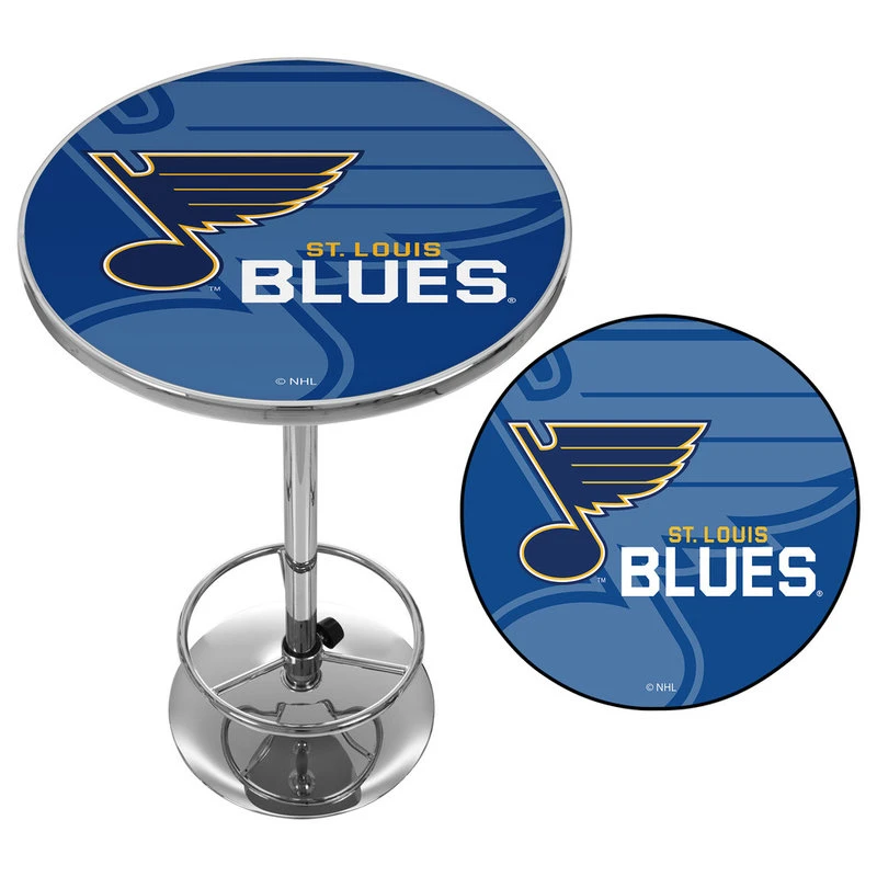 Trademark Gameroom NHL Chrome Pub Table, Watermark, St. Louis Blues 2 Trademark Gameroom NHL Chrome Pub Table, Watermark, St. Louis Blues - Image 2