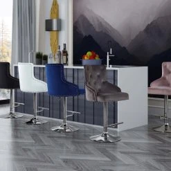 Meridian Furniture Claude Velvet Adjustable Stool, Black, Chrome Base -CHAMPRO shop 3b01088403acb8d6 4272 w800 h800 b0 p0