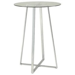 Coaster Home Furnishings Coaster 30" Round Glass Top Pub Table In Chrome