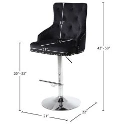 Meridian Furniture Claude Velvet Adjustable Stool, Black, Chrome Base -CHAMPRO shop 3c51f730027411bb 4272 w800 h800 b1 p0