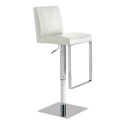 Nuevo Matteo Leather Adjustable Stool, White