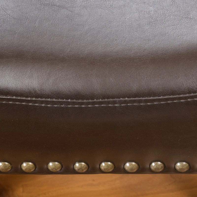 GDFStudio GDF Studio Chantal Backless Leather Stools, Set Of 2, Brown, Bar Height 5 GDFStudio GDF Studio Chantal Backless Leather Stools, Set Of 2, Brown, Bar Height - Image 5