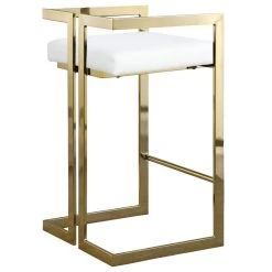 Meridian Furniture Ezra Counter Stool, Set Of 2, White Faux Leather, Gold Base -CHAMPRO shop 3e81152e027414ed 5076 w800 h800 b1 p0
