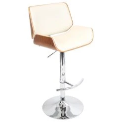 Lumisource Santi Barstool, Walnut And Cream