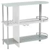 Pilaster Designs Roland Modern Pub Bistro Bar Table With Tempered Glass Shelves, White