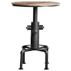 Benzara, Woodland Imprts, The Urban Port Bar Table With Fire Hydrant Style Metal Base, Black And Brown