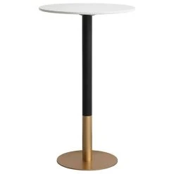 Elegant Furniture & Lighting Elegant Decor Ronan 23" Faux Marble And Metal Pub Table In White