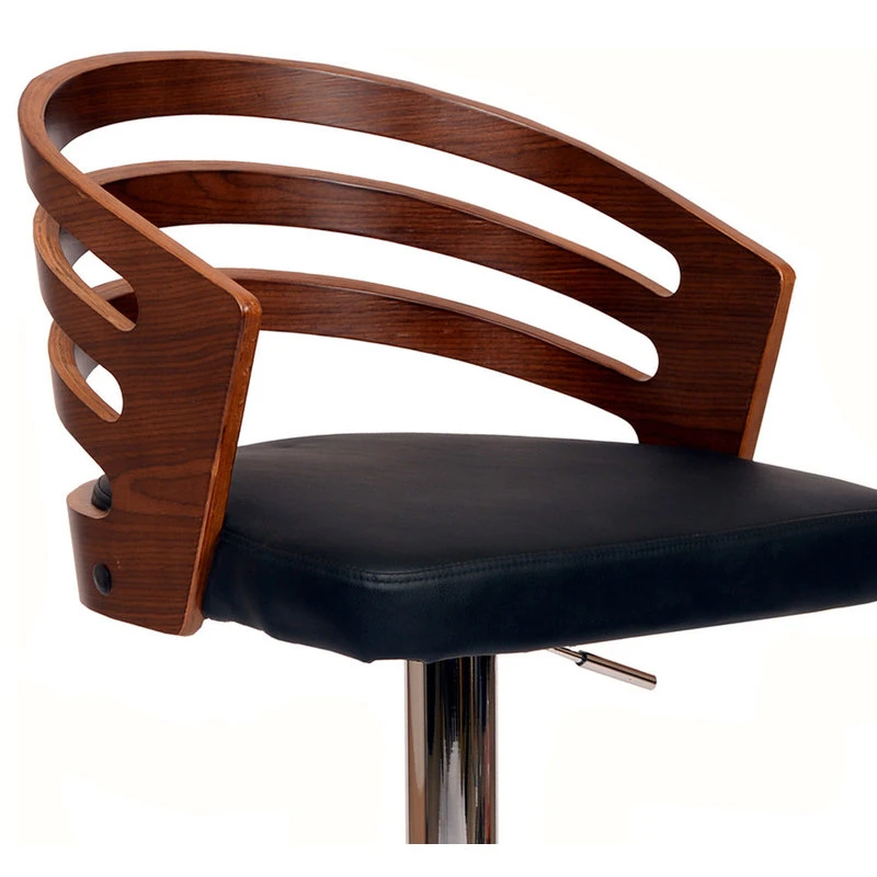 Armen Living Adele Black Faux Leather And Walnut Wood Bar Stool LCADSWBABLWA 2 Armen Living Adele Black Faux Leather And Walnut Wood Bar Stool LCADSWBABLWA - Image 2