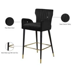 Meridian Furniture Luxe Velvet Stool, Set Of 2, Black -CHAMPRO shop 40215ed9027418a5 7428 w800 h800 b1 p0