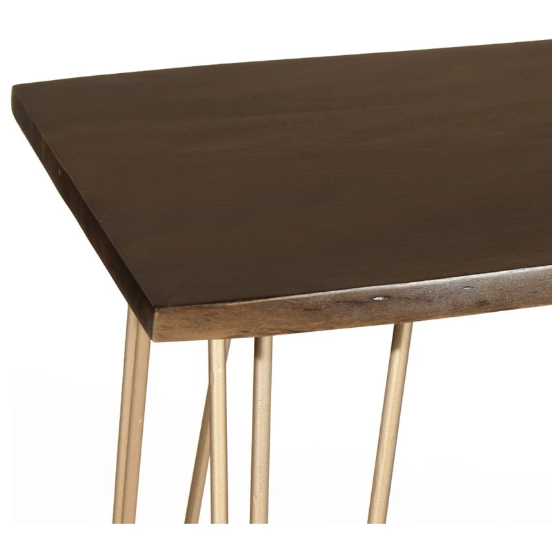 Carolina Classics Seti Live Edge Bar Table, Elm/Gold 2 Carolina Classics Seti Live Edge Bar Table, Elm/Gold - Image 2