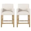 GDFStudio Chaparral Contemporary Fabric Upholstered Wood 26" Counter Stools, Set Of 2, Bei