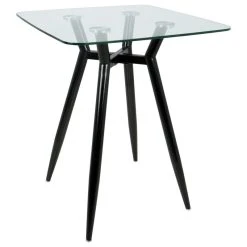 Lumisource Clara Square Counter Table, Black/Clear Glass