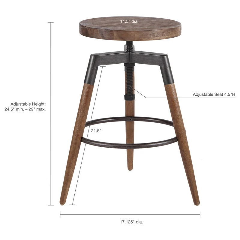 Olliix INK+IVY Frazier Adjustable Height Round Wood Counter Stool Bar Stool 4 Olliix INK+IVY Frazier Adjustable Height Round Wood Counter Stool Bar Stool - Image 4