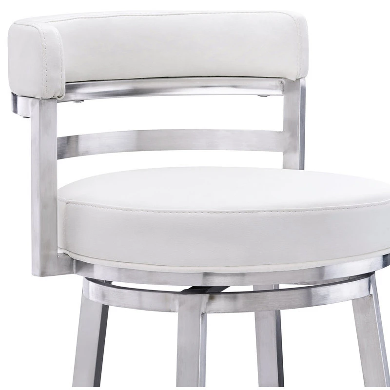 Armen Living Madrid Swivel Stool, White, 26" 4 Armen Living Madrid Swivel Stool, White, 26" - Image 4